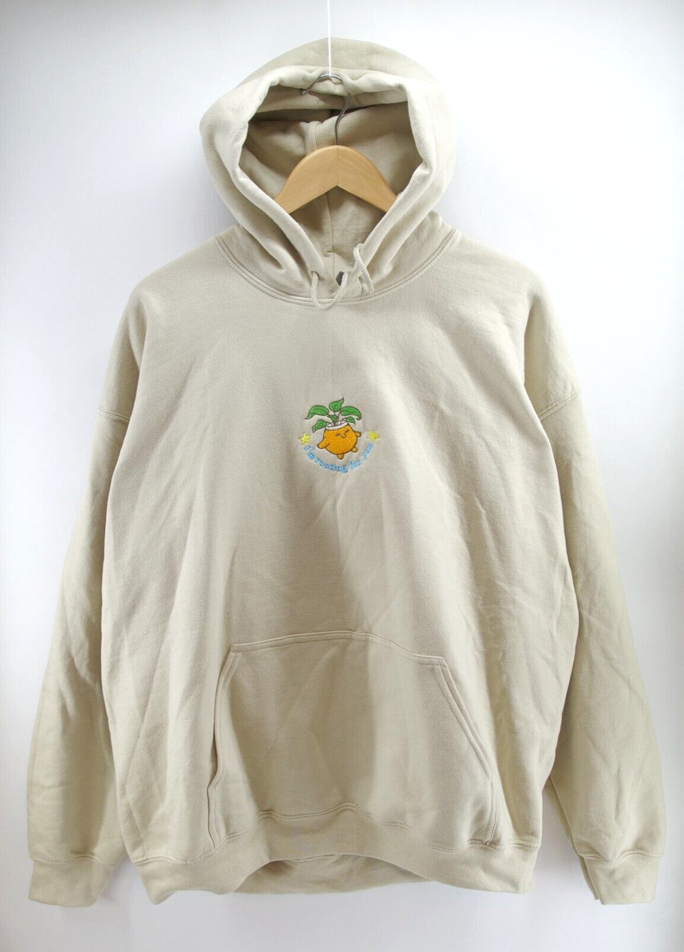 Custom Embroidery Hoodie XL Cute Embroidered Custom X-Large Beige